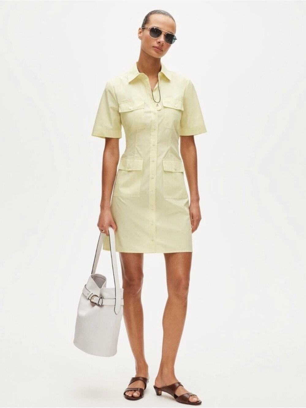 J.Crew Utility shirt-dress in cotton poplin - lemon lime neon Size 10